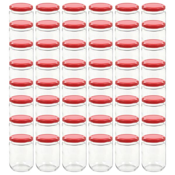 vidaXL Glass Jam Jars with Red Lid 48 pcs 230 ml