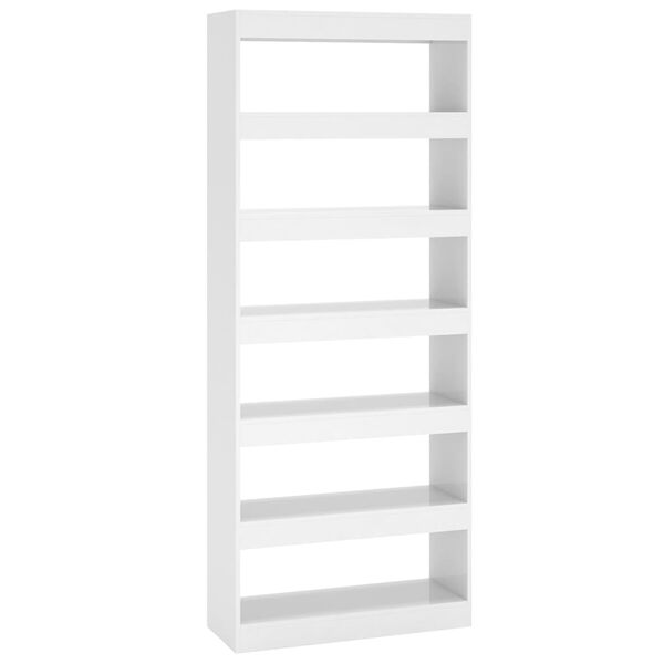 vidaXL Book Cabinet/Room Divider High Gloss White 80x30x198 cm Engineered Wood