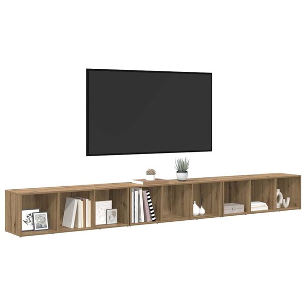 vidaXL TV Cabinet Set Wall-mounted 3 pcs Artisan Oak 37 x 35 x 107 cm