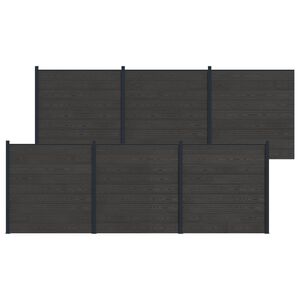 vidaXL Fence Panel 6 pcs WPC and Aluminium Black