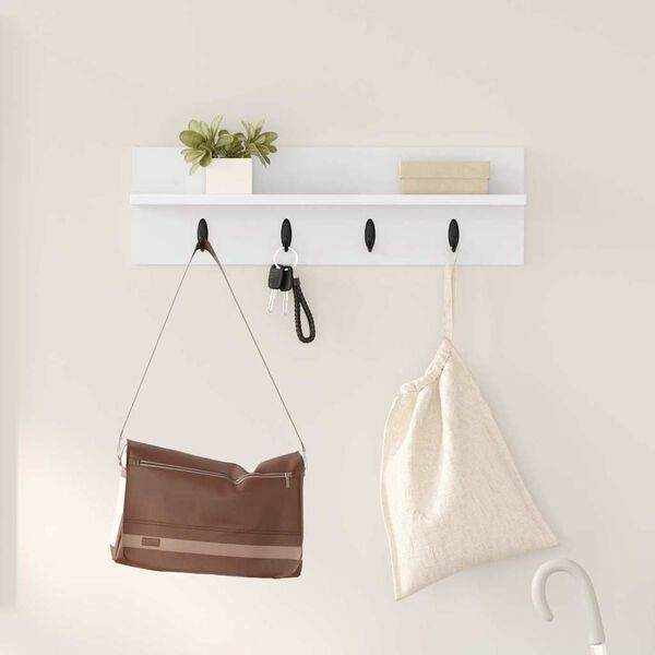 vidaXL Wall-Mounted Coat Rack White 60 x 10.5 x 18 cm Engineered wood