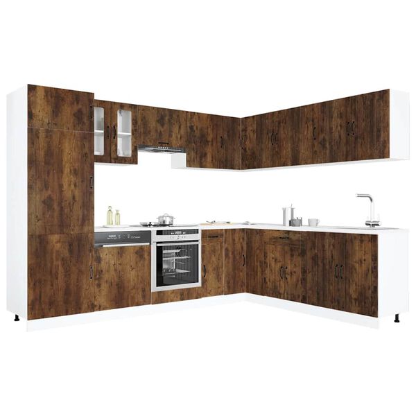 vidaXL 14 Piece Kitchen Cabinet Set Lucca Smoked Oak Engineered Wood