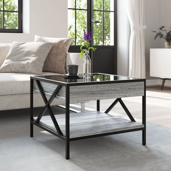 vidaXL Coffee Table with Infinity LED Grey Sonoma 50x50x38 cm