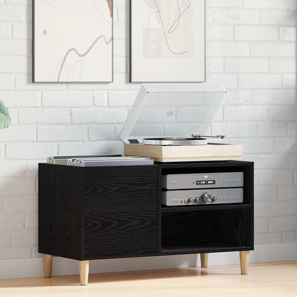 vidaXL Record Cabinet Black oak 84.5 x 38 x 48 cm Engineered Wood