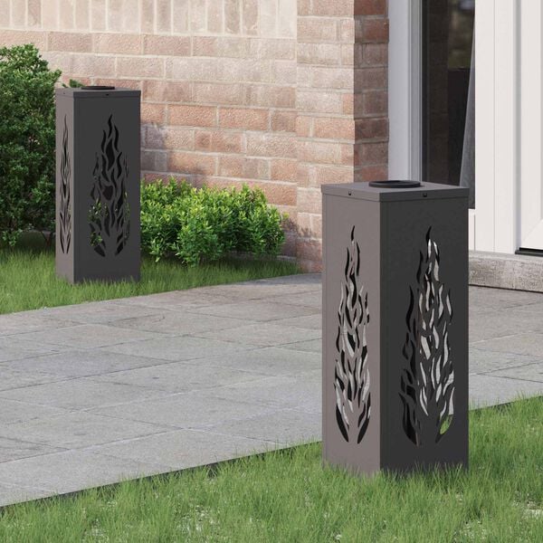 vidaXL Solar LED Pathway Light 2 pcs Black Cold Rolled Steel