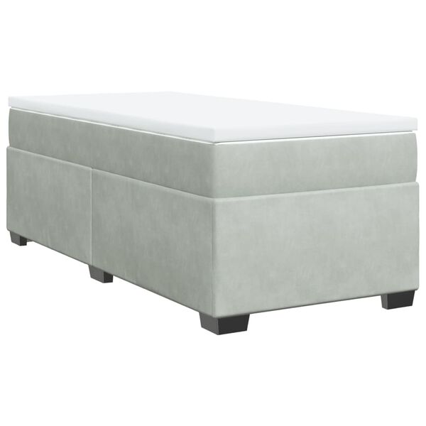 vidaXL Box Spring Bed with Mattress Light Grey 90x200 cm Velvet