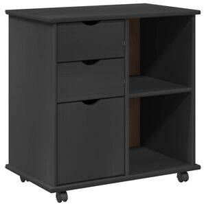 vidaXL Rolling Cabinet 63.5 x 39 x 65.5 cm Solid Pine Wood Grey