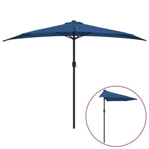 vidaXL Balcony Parasol with Aluminium Pole Blue 300x155x223 cm Half