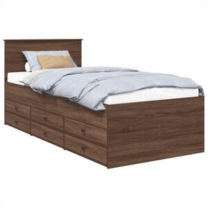 vidaXL Daybed Manual Brown Oak and Black 75 x 190 cm Engineered Wood