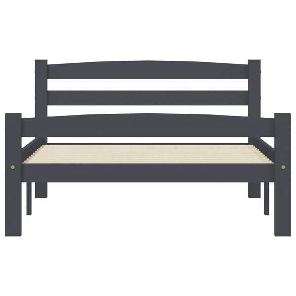 vidaXL Bed Frame without Mattress Dark Grey Solid Pinewood 100x200 cm (322090+321990)