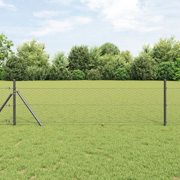 vidaXL Hexagon Fence Grey 0.6 x 50 m PVC