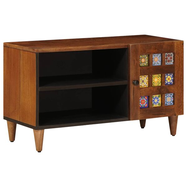 vidaXL TV Cabinet with Storage Walnut 80 x 33 x 46 cm Solid Mango Wood