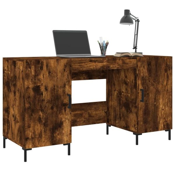 vidaXL Desk Smoked Oak 140x50x75 cm Engineered Wood