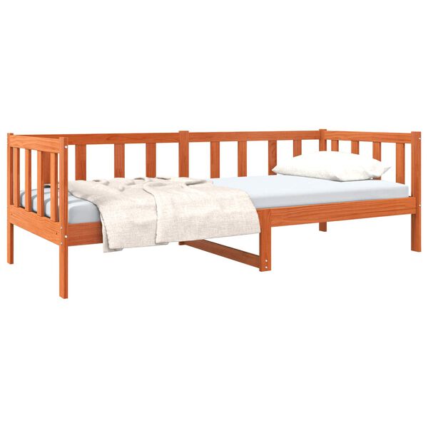 vidaXL Bed Frame with Headboard Wax Brown 80 x 200 cm Solid Pine Wood