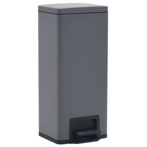 vidaXL Dustbin with Pedal Anti-fingerprint 30L Grey Stainless Steel