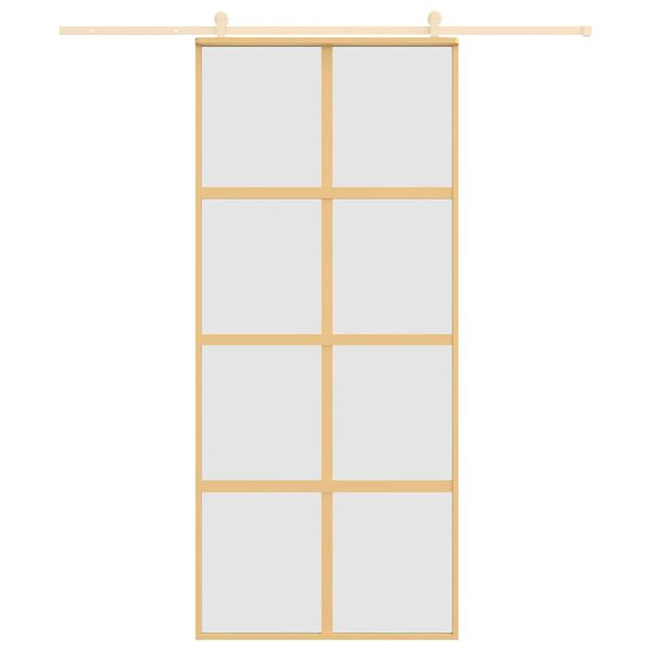 vidaXL Sliding Door Gold 90x205 cm Frosted ESG Glass and Aluminium
