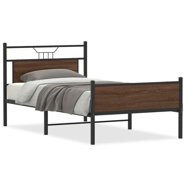 vidaXL Bed Frame without Mattress Brown Oak 100x200 cm Engineered Wood