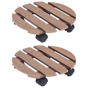 vidaXL Plant Trolley | Set of 2 | Brown | Wood-Plastic Composite | Medium