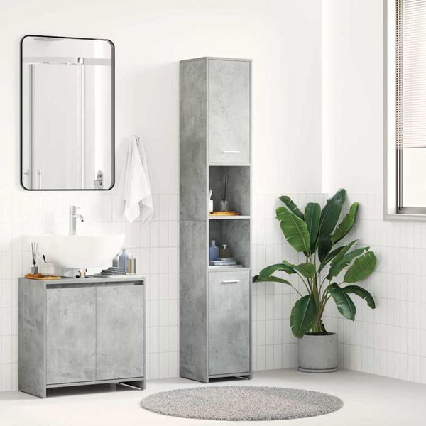 vidaXL Bathroom Cabinet Concrete Grey 30x30x183.5 cm Engineered Wood