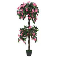 vidaXL Artificial Rhododendron Plant with Pot 155 cm Green and Pink
