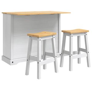 vidaXL Kitchen Island Set 3 pcs CORONA White and Honey Wax Solid-Pine