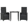 vidaXL 3 Piece Bistro Set with Cushions Black Poly Rattan