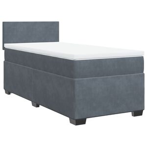vidaXL Box Spring Bed with Mattress Dark Grey 100x200 cm Velvet