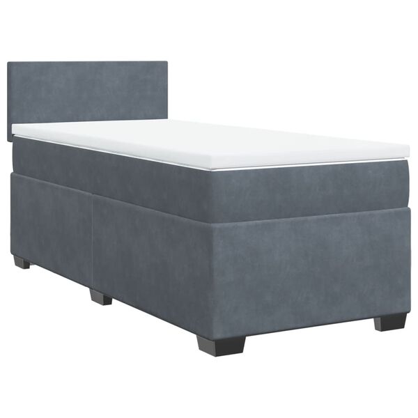 vidaXL Box Spring Bed with Mattress Dark Grey 100x200 cm Velvet