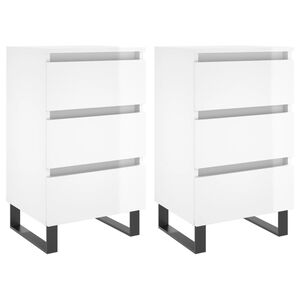 vidaXL Bedside Cabinets 2 pcs High Gloss White 40x35x69 cm Engineered Wood