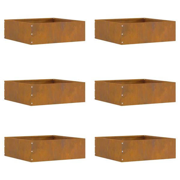 vidaXL Lawn Edging 6 pcs Rusty 40 x 40 x 13 cm Weathering Steel