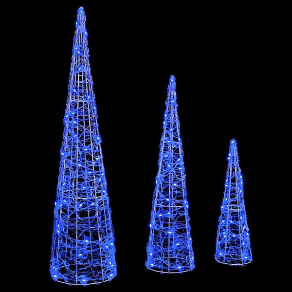 vidaXL Christmas Tree with 90 LEDs 3 pcs Blue 20 x 20 x 80 cm Acrylic