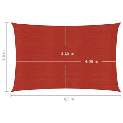 vidaXL Sunshade Sail 160 g/m² Red 3.5x4.5 m HDPE