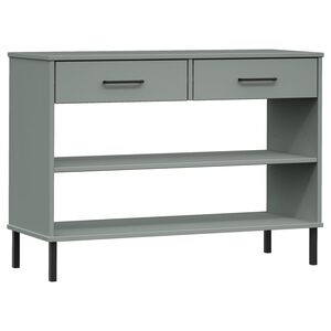 vidaXL Console Cabinet with Metal Legs Grey Solid Wood Pine "OSLO