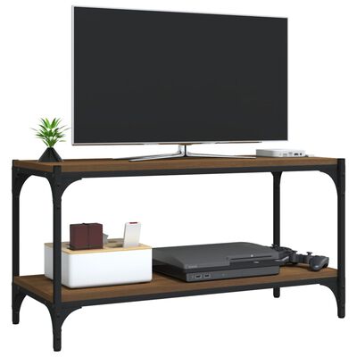 vidaXL TV Cabinet Brown Oak 80x33x41 cm Engineered Wood and Steel