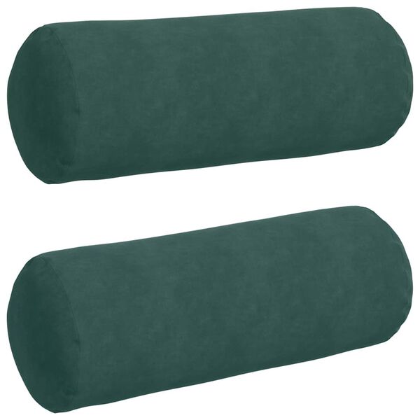 vidaXL Bolster Pillows 2 pcs Dark Green &Oslash; 25 x 70 cm Corduroy Fabric