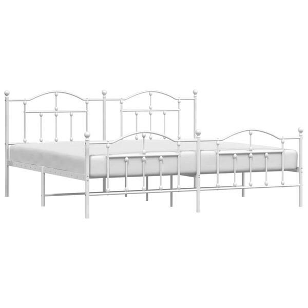 vidaXL Metal Bed Frame without Mattress with Footboard White 200x200cm