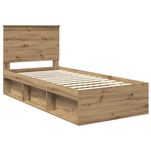 vidaXL Bed Frame Artisian Oak 90 x 190 cm Solid Pine Wood