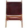 vidaXL Folding Relaxing Chair Dark Brown Real Leather