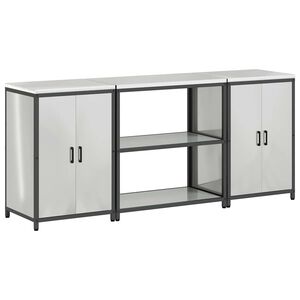 vidaXL Kitchen Storage Set with Shelf 3 pcs Silver Galvanised Steel