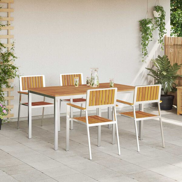 vidaXL Outdoor Dining Set 5 pcs Brown Solid Acacia Wood