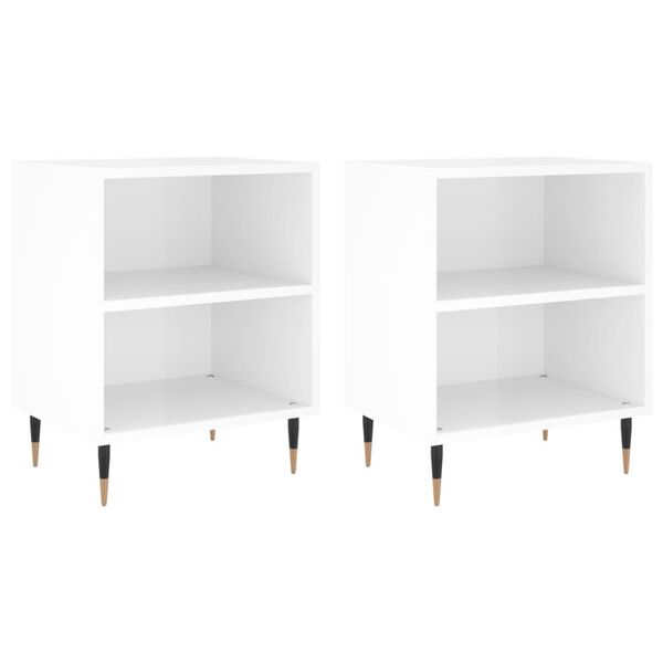 vidaXL Bedside Cabinets 2 pcs High Gloss White 40x30x50 cm Engineered Wood