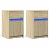 vidaXL Bedside Cabinets with LED Lights 2 pcs Sonoma Oak Engineered Wood