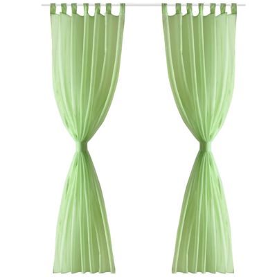 Apple Green Sheer Curtain 140 x 245 cm 2 pcs