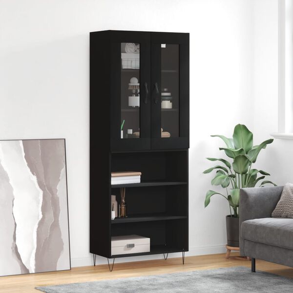 vidaXL Highboard Black 69.5x34x180 cm Engineered Wood