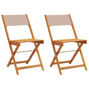 vidaXL Bistro Chairs 2 pcs Taupe Solid Wood Acacia and Fabric