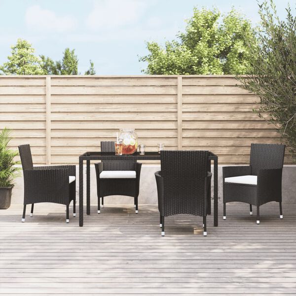vidaXL Garden Chairs with Cushions 4 pcs Black Poly Rattan (UK/IE/FI/NO only)