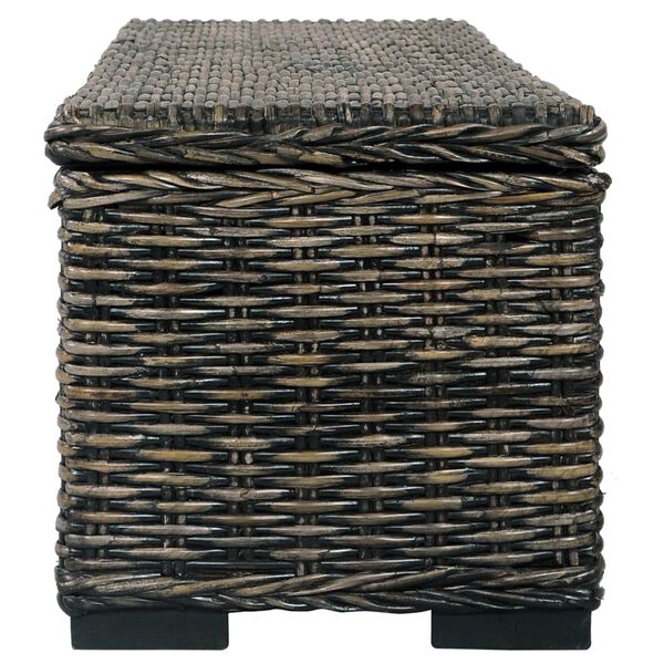 vidaXL Storage Box 120 cm Black Kubu Rattan and Solid Mango Wood