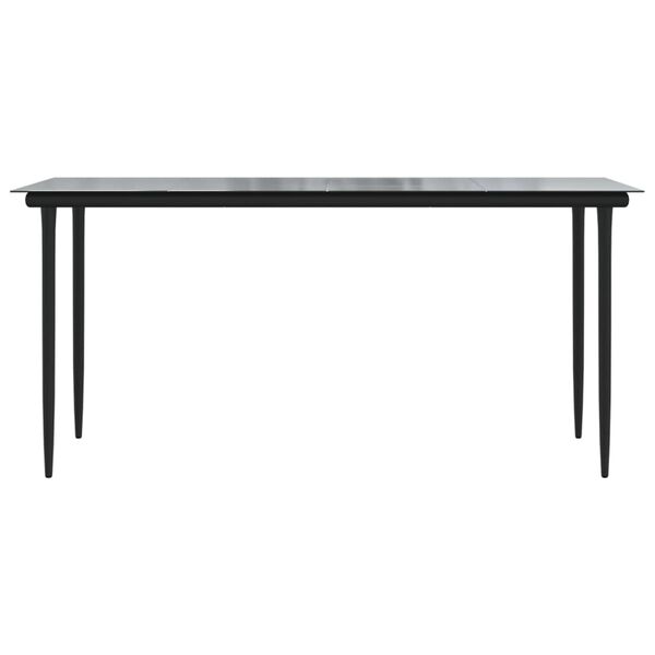 vidaXL Garden Dining Table Black 160x80x74cm Steel and Tempered Glass