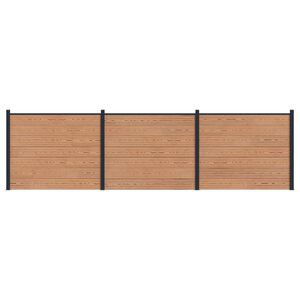 vidaXL Fence Panel 3 pcs WPC and Aluminium Brown