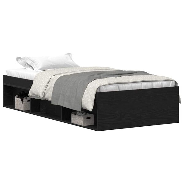 vidaXL Bed Frame without Mattress Black Oak 90x190 cm Engineered Wood